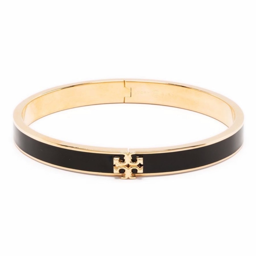 TORY BURCH • Black Kira Bangle Logo Bracelet